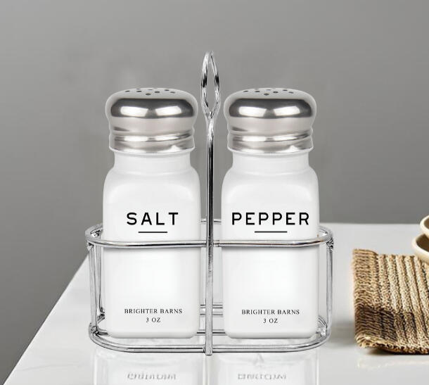 Kensington White Salt and Pepper Shakers with Holder