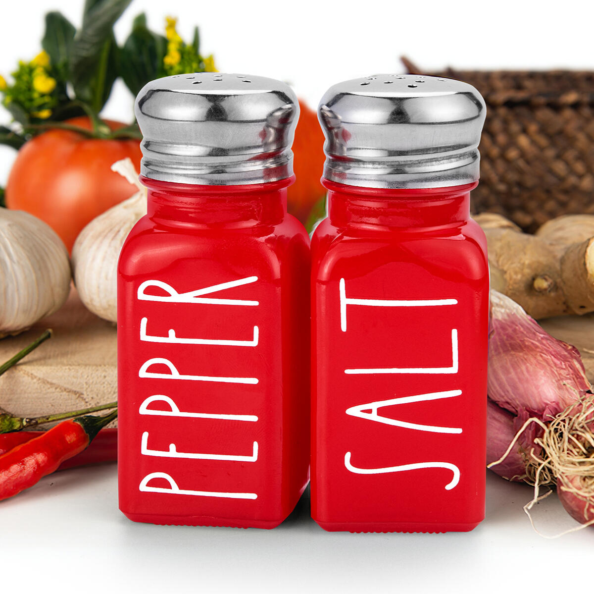 Red Salt and Pepper Shakers
