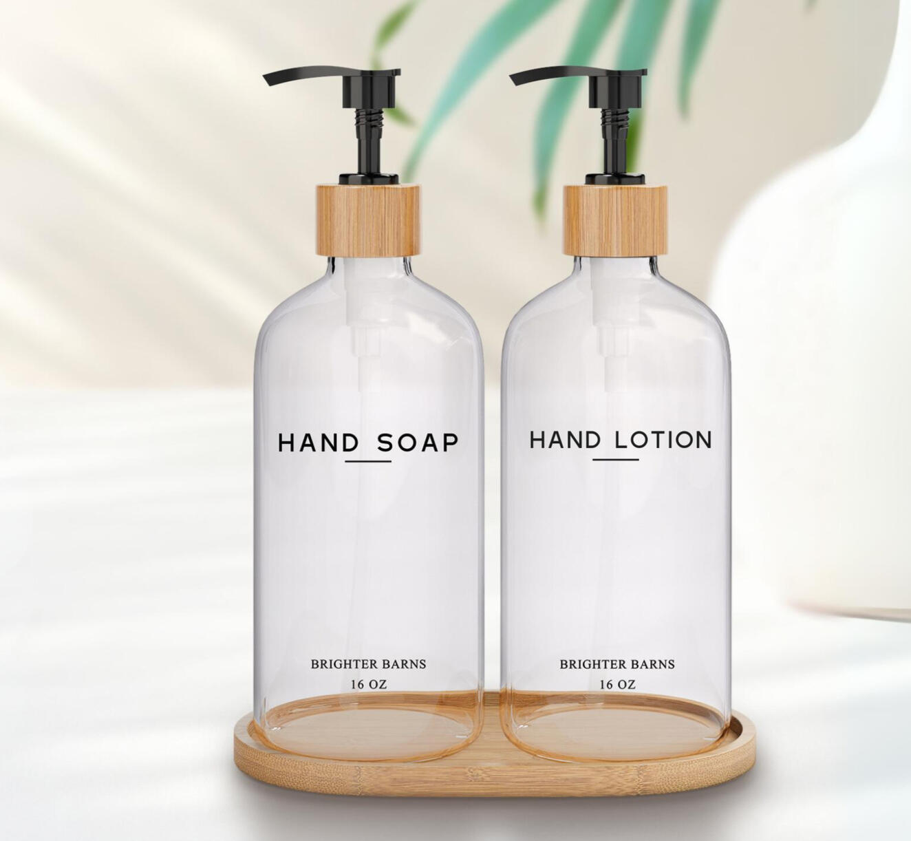 Boho Bathroom Soap Dispenser Set (Clear)
