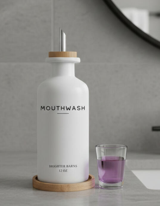 White Boho Mouthwash Dispenser